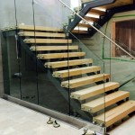 Stainless steel staircase glass railing